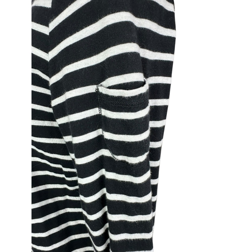 Lucky Brand Size L Pullover Top Black w White Stripes 3/4 Sleeve 100% Cotton - Picture 4 of 6